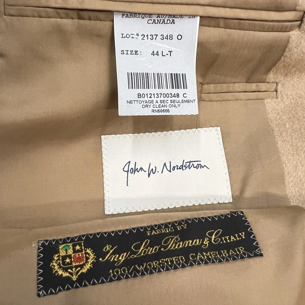 John W. Nordstrom Camel Hair Blazer Jacket Sport Coat Mens 44L Long Khaki